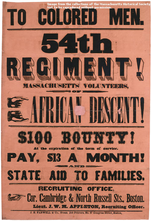 Recruitment Broadside for the Massachusetts 54th Regiment