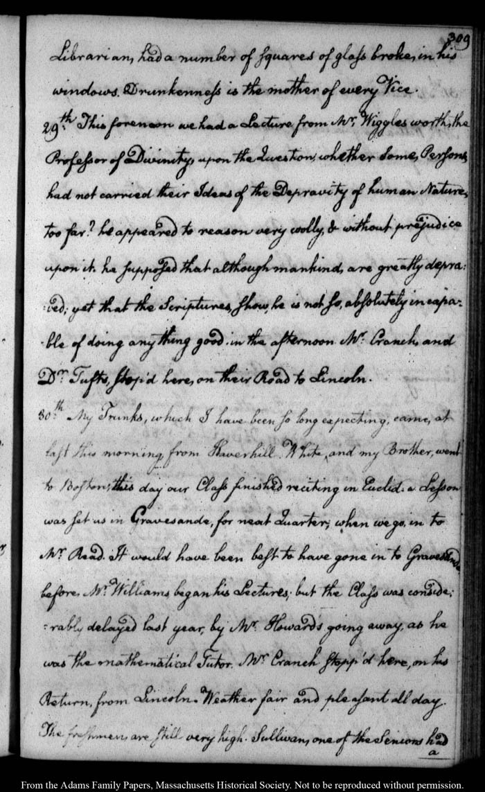 John Quincy Adams diary 10, 1 January 1785 - 30 June 1786, page 309